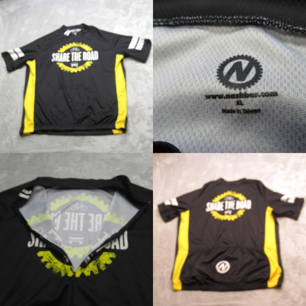 Nashbar Cycling‎ Jersey Mens XL Black Share The Road Raglan Sleeve 1/4 Zip